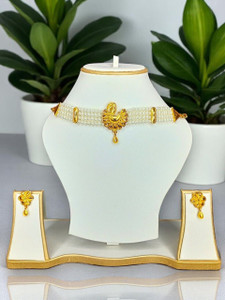 SAjTori Brass Gold-plated Gold, White Jewellery Set