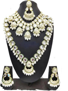Sukhigold Alloy Gold-plated White Jewellery Set