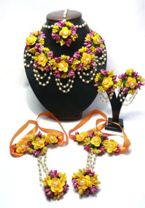 12SEASONS Fabric Pink, Yellow Jewellery Set