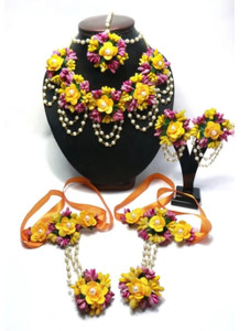 12SEASONS Fabric Pink, Yellow Jewellery Set
