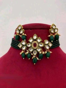 ARADHEMA Alloy Gold-plated Green Jewellery Set