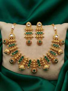 NANDAI Alloy Green, Gold Jewellery Set