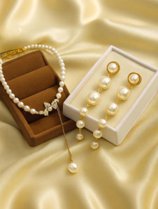 DEV VARNIKA Alloy Gold-plated White Jewellery Set