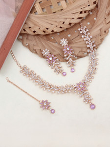 Atasi International Alloy Gold-plated Rose Gold, Purple Jewellery Set