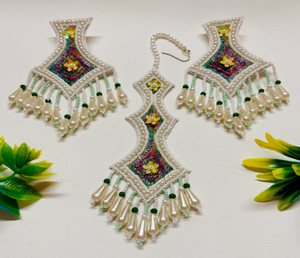 Calvin Craft Glass Rhodium Green Jewellery Set