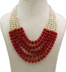 BMINO Glass Gold-plated Red Jewellery Set