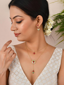 Voylla Brass Gold-plated Multicolor Jewellery Set