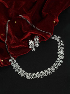 SAIYONI Brass Silver Silver Jewellery Set