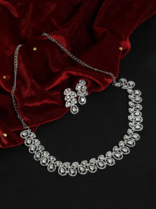 SAIYONI Brass Silver Silver Jewellery Set