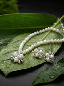 blesstaken Plastic, Alloy White, Silver Jewellery Set