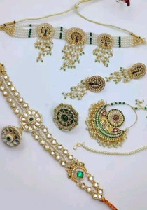 ramimitation Alloy Gold-plated Green Jewellery Set