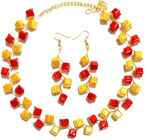 UTTARAI Alloy Red, Yellow Jewellery Set