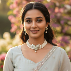 SriShyamMart Alloy Silver White Jewellery Set