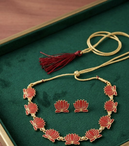 Chiraggadher Alloy Gold-plated Red Jewellery Set