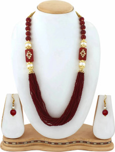 Henuka Stone, Alloy Maroon, White Jewellery Set