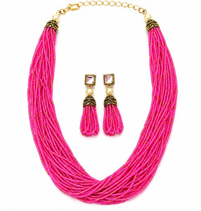 Henuka Copper Gold-plated Pink Jewellery Set