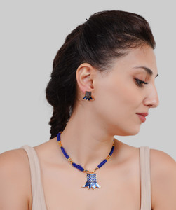 Daneen Jewellery Copper Gold-plated Blue, Gold Jewellery Set