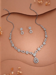 brado jewellery Brass Gold-plated Silver, White Jewellery Set