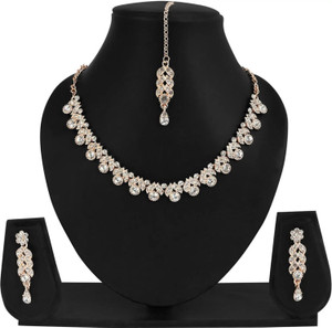 TINALIVA Brass Silver Gold Jewellery Set