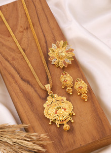 Makezak Brass Gold-plated Multicolor Jewellery Set