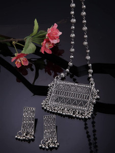 HELLAFASHION Oxidised Silver, Alloy Sterling Silver Silver Jewellery Set