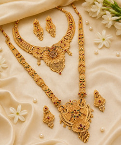 YOGMILLA Brass, Alloy Gold-plated Gold Jewellery Set