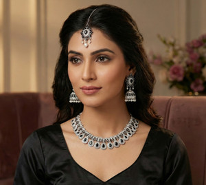 VATSALYA creation Alloy Silver Black Jewellery Set