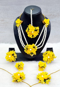 kalp creations Fabric Yellow Jewellery Set