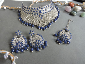 VATSALYA creation Alloy Gold-plated Blue Jewellery Set