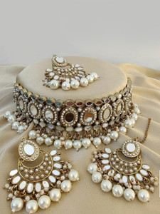 mirrorpearls Alloy Gold-plated White Jewellery Set