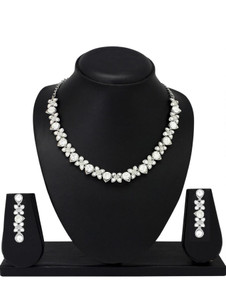 Atasi International Alloy Rhodium Silver Jewellery Set