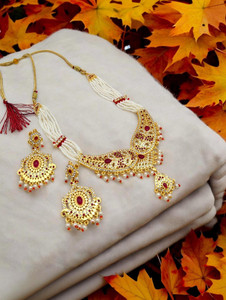 Dado sutho Brass Gold-plated Pink Jewellery Set