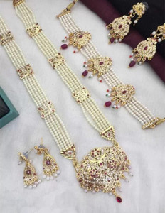 DPMARKETING Alloy Gold-plated Multicolor, Red, Green Jewellery Set
