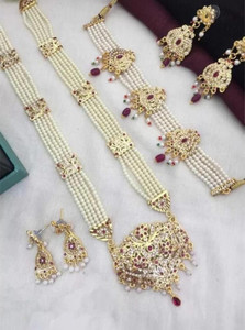 DPMARKETING Alloy Gold-plated Multicolor, Red, Green Jewellery Set
