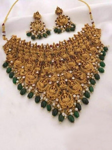 Orbis Alloy Gold-plated Green, Gold Jewellery Set