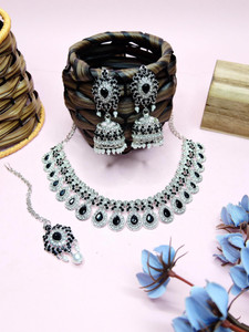 VATSALYA creation Alloy Silver Black Jewellery Set