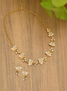AK JEWEL STORES Alloy Gold-plated White Jewellery Set