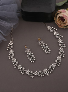 brado jewellery Brass, Stone, Crystal, Stainless Steel Gold-plated Silver, White Jewellery Set