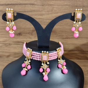 RAJASTHANI GAHANA Alloy Gold-plated Pink Jewellery Set