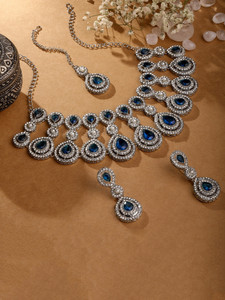 Atasi International Alloy Silver, Blue Jewellery Set