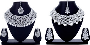 R A Enterprises Alloy Rhodium White Jewellery Set