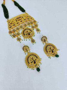 rajputijewels Brass Gold-plated Green Jewellery Set