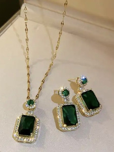 SashaJewelry Alloy Gold-plated Green, Gold Jewellery Set