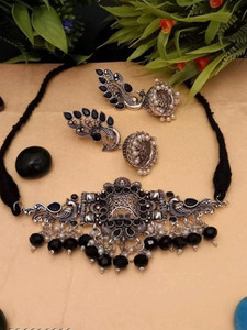 Samridhi DC Brass Silver Black Jewellery Set