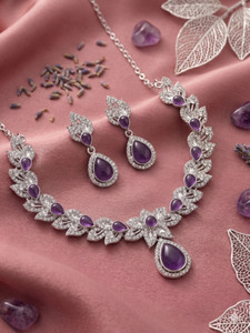 Reesha Jewel Alloy Purple, White Jewellery Set
