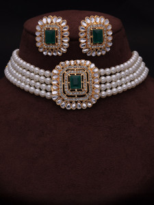 brado jewellery Brass Gold-plated White Jewellery Set