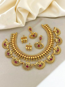 FALLALERY Alloy Gold-plated Red Jewellery Set