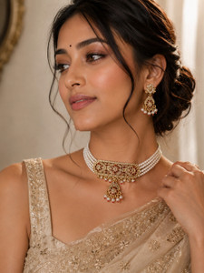 KIRTI ENTERPRISE Brass Gold-plated Gold Jewellery Set