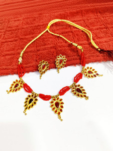 balaji gold Copper Gold-plated Red Jewellery Set