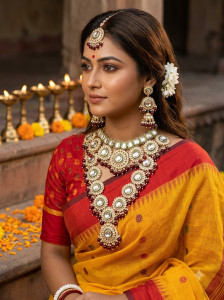 Sukhigold Alloy Gold-plated Maroon, Silver Jewellery Set